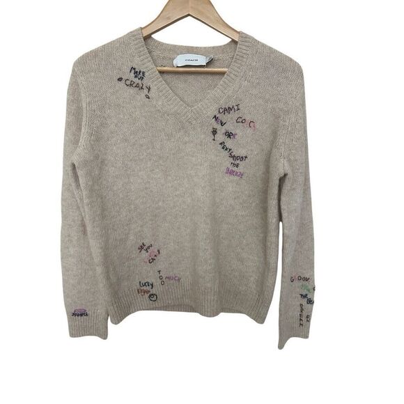Coach Embroidered Wool Sweater Size M - Picture 1 of 7